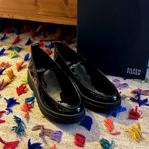 Eileen Fisher patent leather platform loafers 8.5